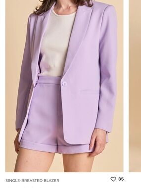 Lavender Single-Breasted Blazer
